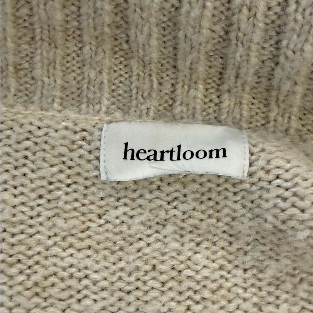 Heartloom Soft Cream Cable Zip Turtleneck Sweater Size L - Picture 4 of 5